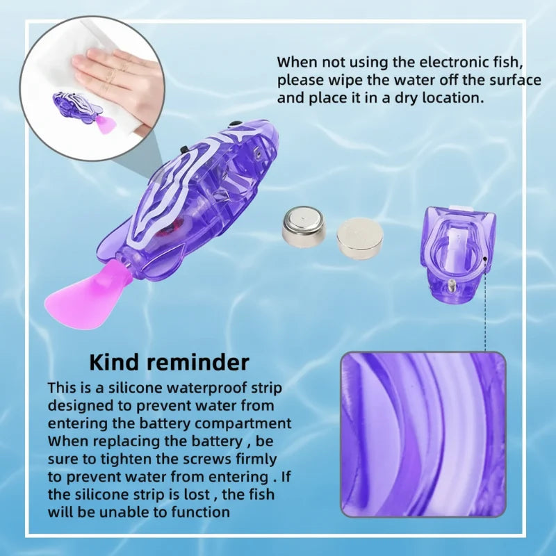 6 Pcs Electronic Swimming Fish Bath Toy With LED Light