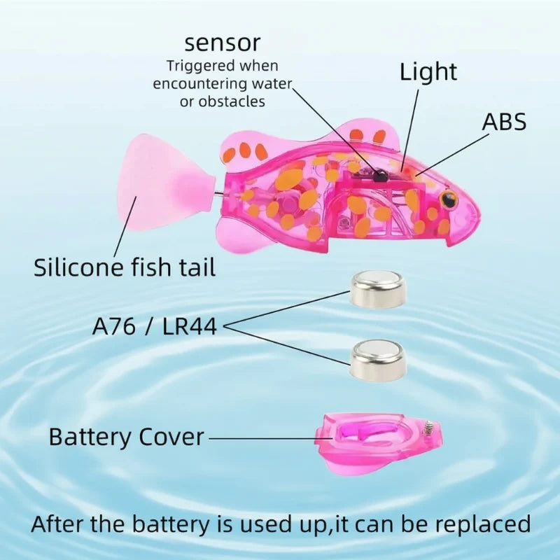 6 Pcs Electronic Swimming Fish Bath Toy With LED Light