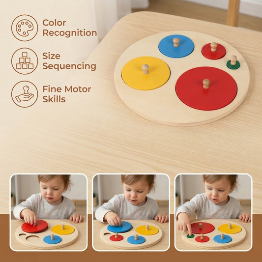 2 Pack Montessori Wooden Shape & Color Sorting Puzzle for Kids
