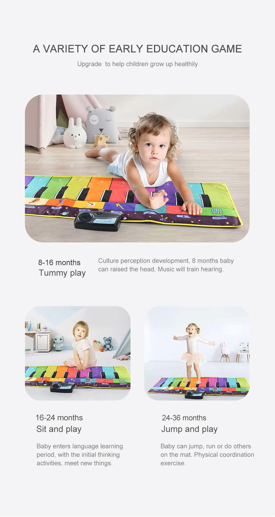 Foldable Musical Piano Mat, Keyboard Dance Mat for Kids & Toddlers