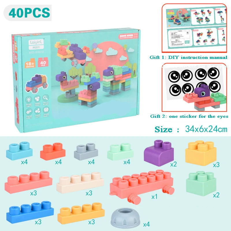 Big Size Soft Building Blocks Toys for Babies and Toddlers, Rubber Bricks
