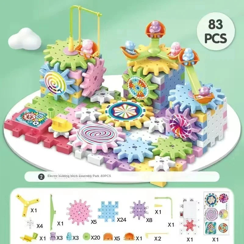 Montessori Electric Rotating Gear Building Block Toys, Block Bricks toys for Children - LittleOzKid