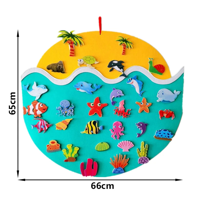 DYI Montessori Baby Busy Felt Board Animals with Hooks Stories Set - LittleOzKid