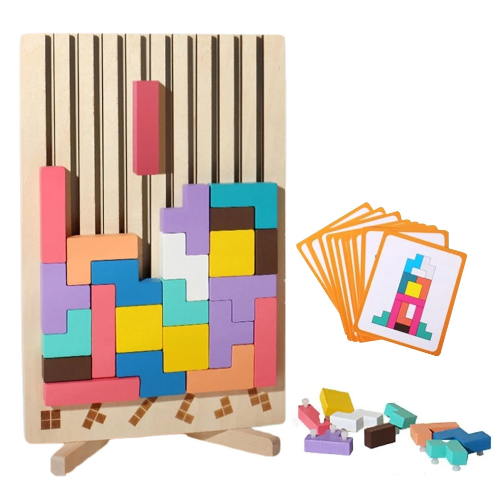 3D Russian Building Blocks Game, Wooden Stacking Puzzle and Memory Game