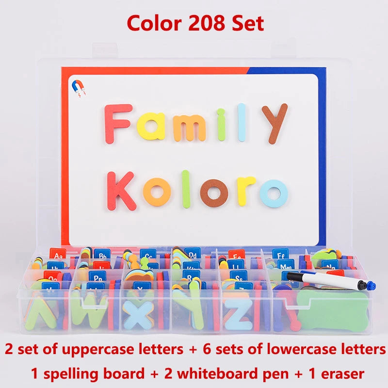 104/208Pcs Magnetic Alphabet Letters Kit set With Magnet Board Foam, Fridge Magnets