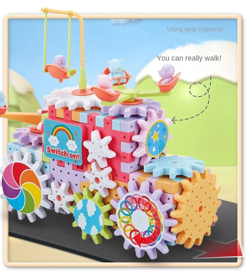 Montessori Electric Rotating Gear Building Block Toys, Block Bricks toys for Children - LittleOzKid