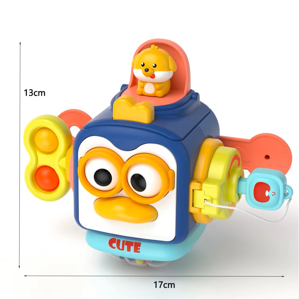 6 in 1 Montessori Toddlers Activity Cube, Busy Hand Grasping Sensory Toy