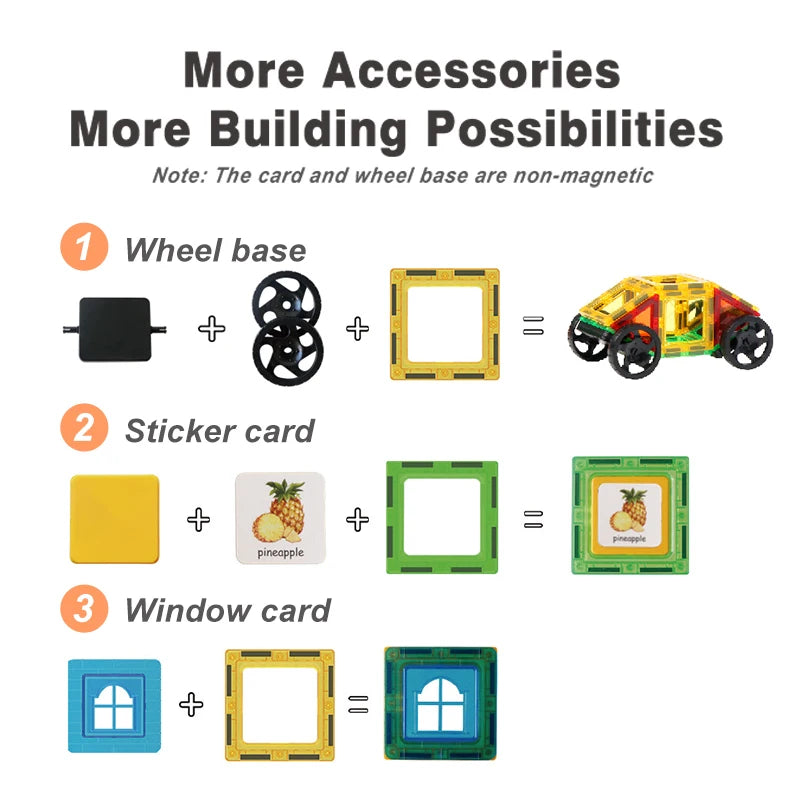 Magnetic Building Blocks Construction Set, Magnet Tiles for Kids