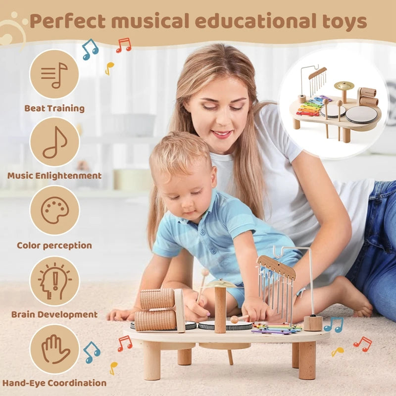 7 in 1 Montessori Percussion Set, Kids Musical Instruments, Xylophone Drum Kit