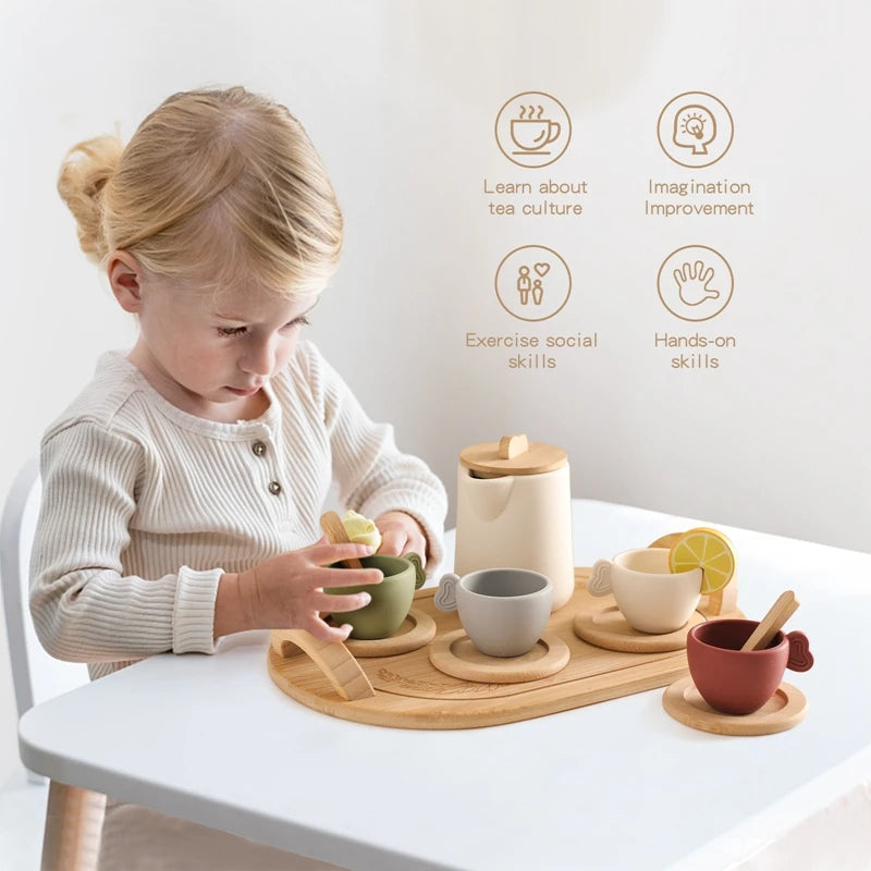 Wooden/Silicone Tea Time Montessori Toy - LittleOzKid