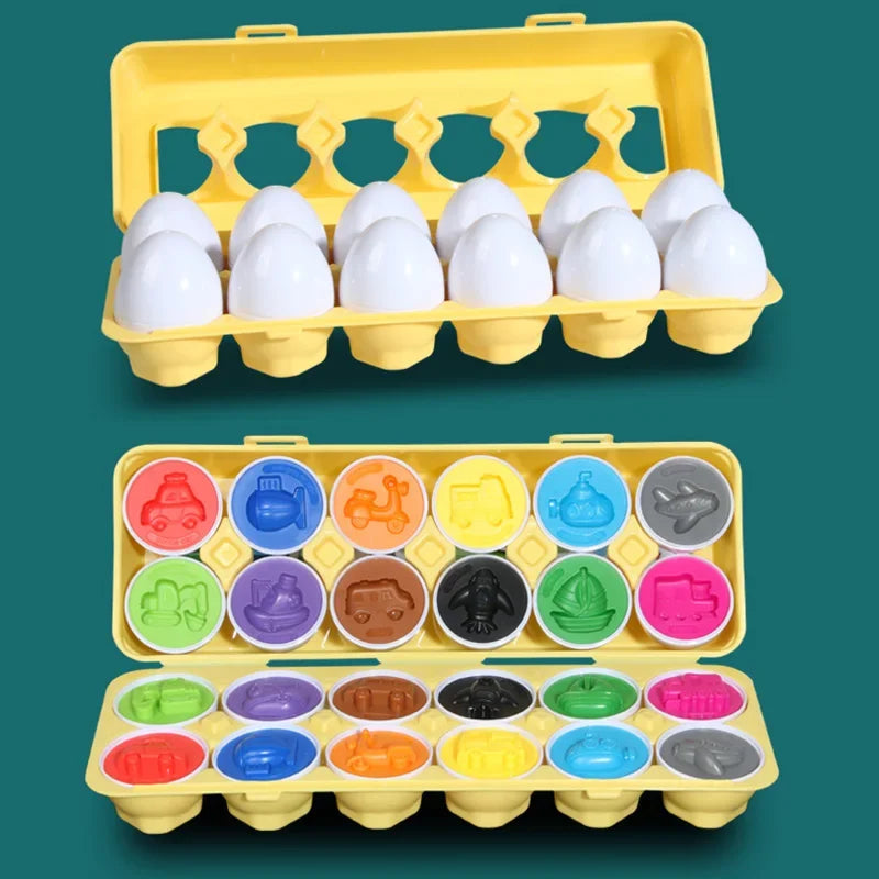 6 to 12 PCS Matching Puzzle Eggs Colour Montessori Sensory Educational Toy - LittleOzKid