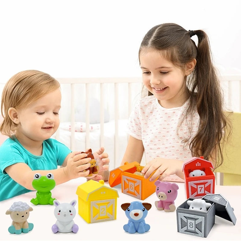 Farm Animal Montessori Learning Set – Counting, Matching & Color Sorting with Finger Puppets