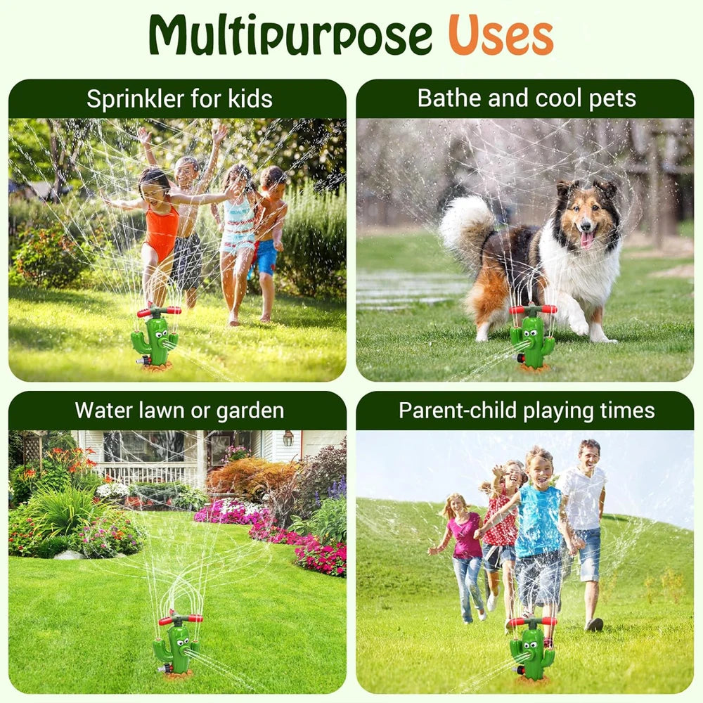 Cactus Sprinkler Toy for Kids – Outdoor Water Spray Splash Toy for Summer, Backyard, Garden