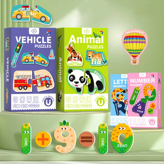 Magnetic Letters, Cognitive Numbers, Animal Matching Puzzle Game for Kids