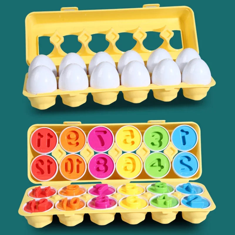 6 to 12 PCS Matching Puzzle Eggs Colour Montessori Sensory Educational Toy - LittleOzKid