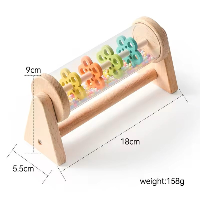 Montessori Stick Rainbow Hourglass Music Rattle Toy for baby and Toddles, Educational Sensory rain Drum