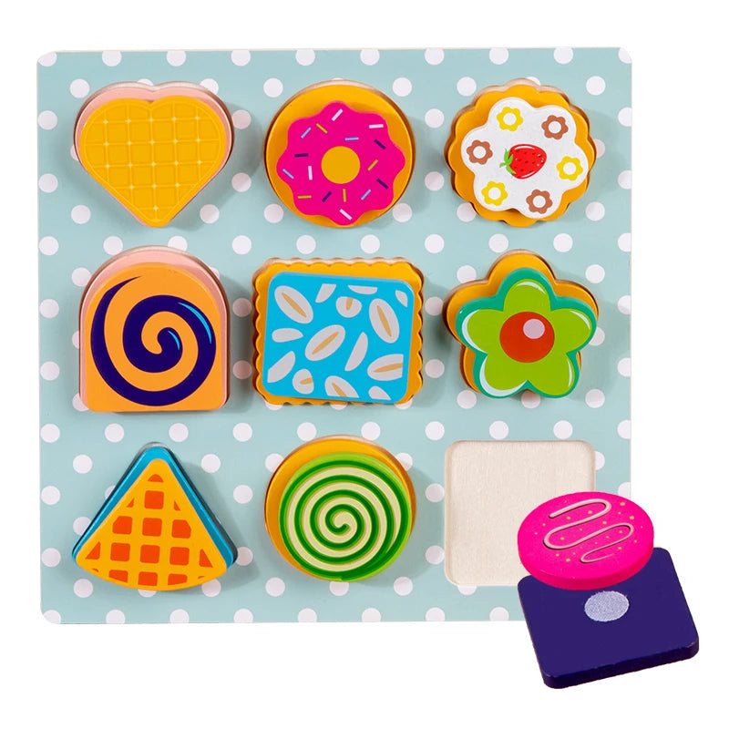 Wooden Montessori Kids Pizza & Cookie Cutting Toy Set – Pretend Play Kitchen Food Simulation