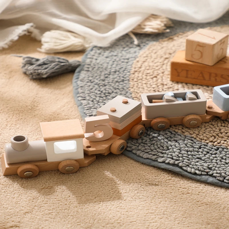 Montessori Wooden Train Birthday Toy Kids - LittleOzKid
