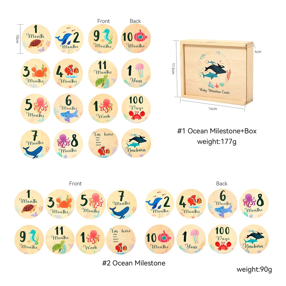 Newborn Wooden Milestone Cards Set Number