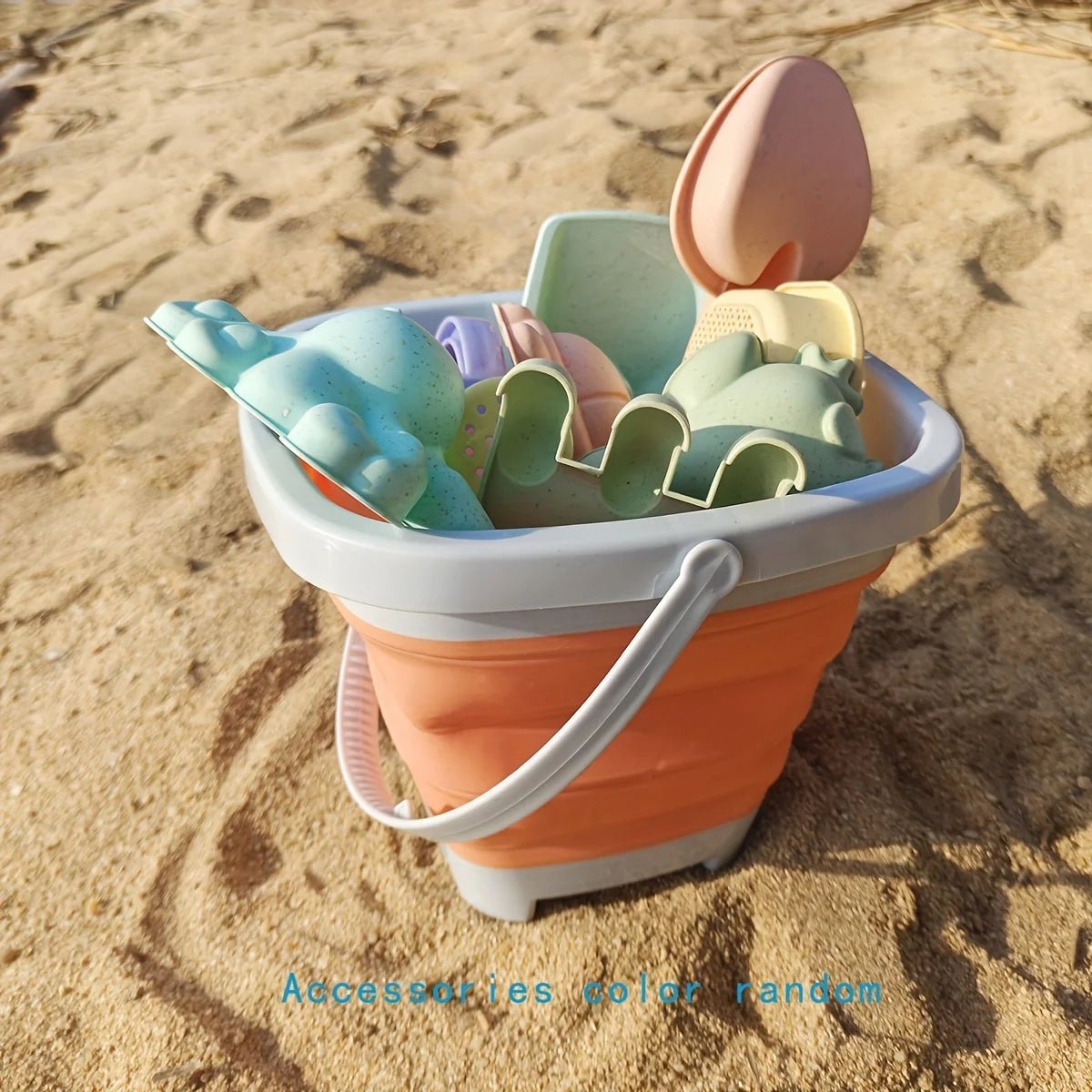 11 Piece Silicone Beach Bucket Play Set Kids Toy with Shovel Sand Moulds - LittleOzKid