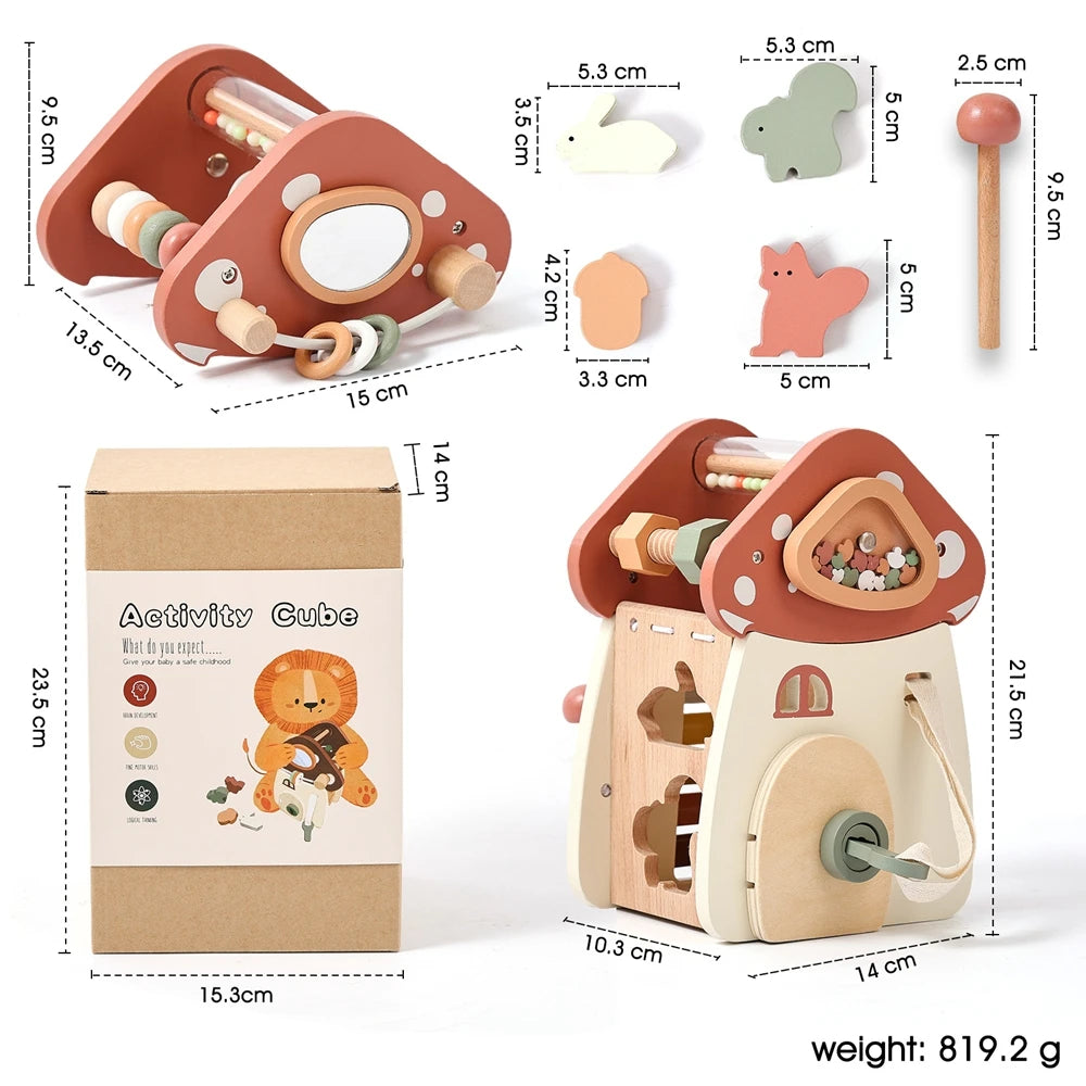 Montessori Wooden Musical Busy Activity Box, Sensory Play for Babies & Toddlers