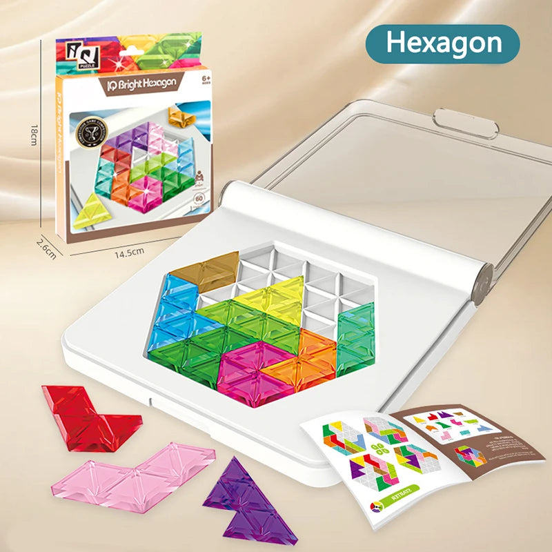 3D Puzzle Board Game Tangram Thinking Brain Challenge Game, Education Montessori Toys