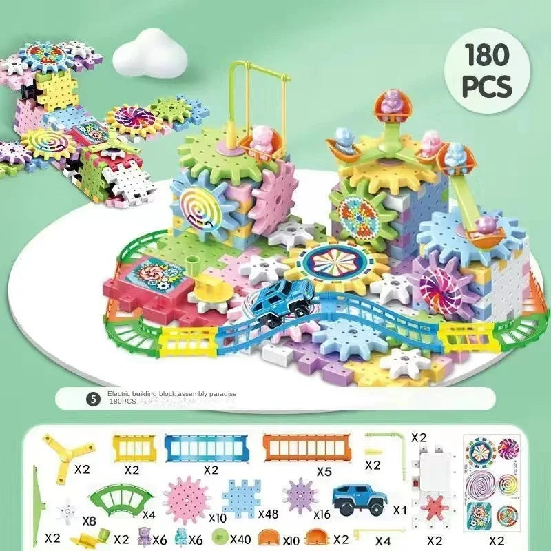 Montessori Electric Rotating Gear Building Block Toys, Block Bricks toys for Children - LittleOzKid