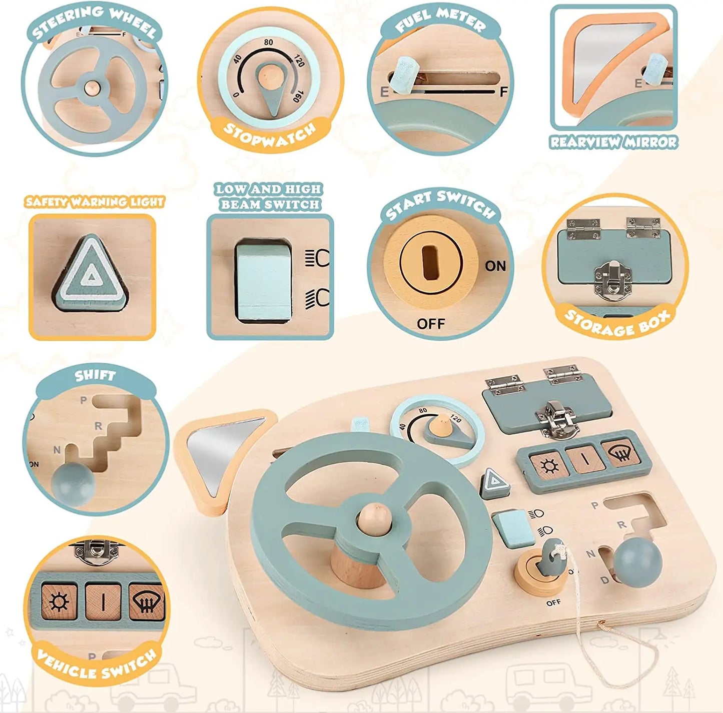 Steering Wheel Wooden Sensory Board - LittleOzKid