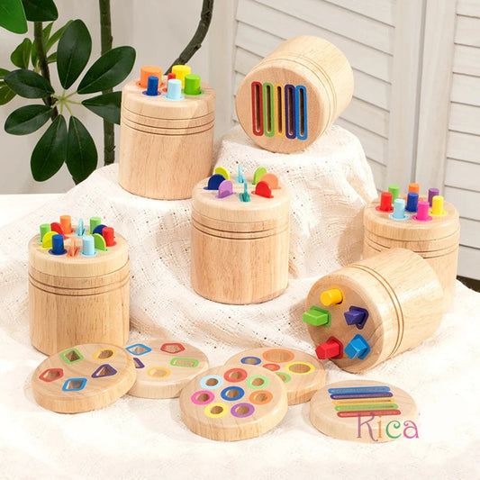Montessori Color Sorting Toy for Toddlers, Sensory Wooden Fine Motor Learning Game