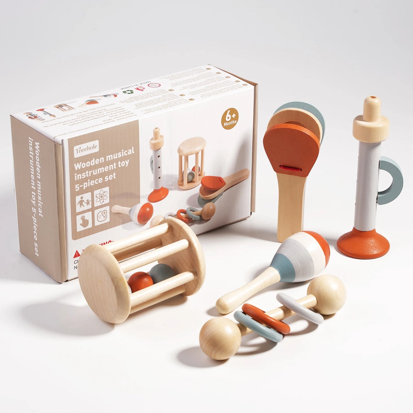 Baby Early Childhood Education, Handheld Bell, Ringing Instrument, Soothing Bed Bell, Wooden Gripping, Chewing Toy