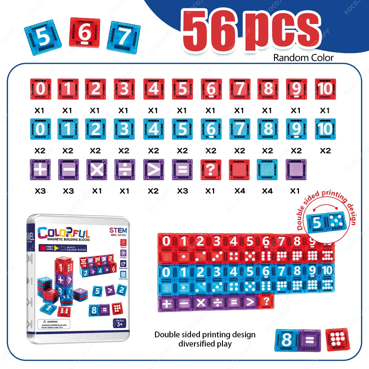 Mini Magnetic Building Tiles – Educational Math & Counting Toy Set