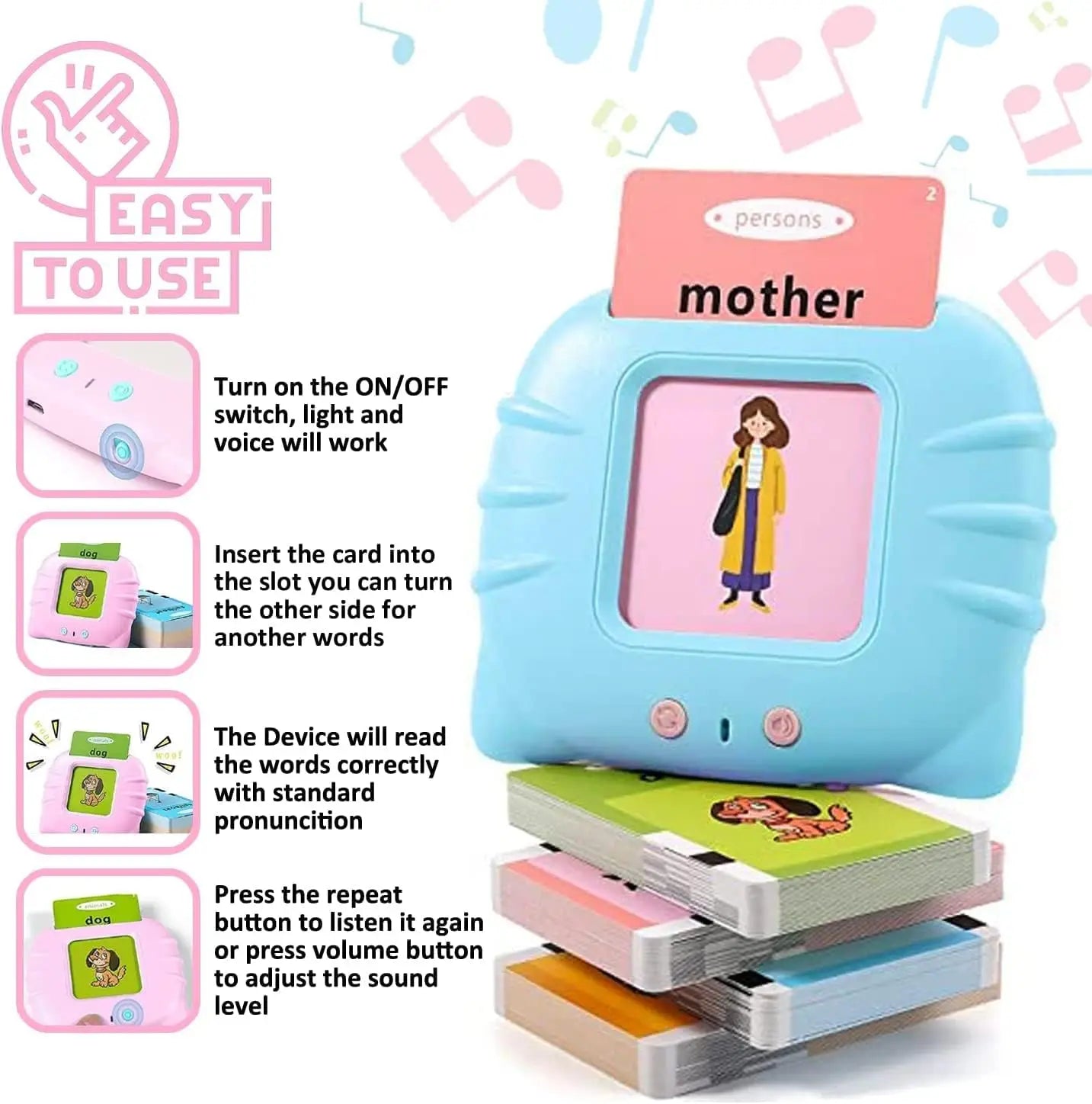 Talking Flash Card Learning Toys, Electronic Audio Book Machine for Kids - LittleOzKid