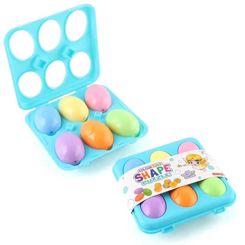 6 to 12 PCS Matching Puzzle Eggs Colour Montessori Sensory Educational Toy - LittleOzKid