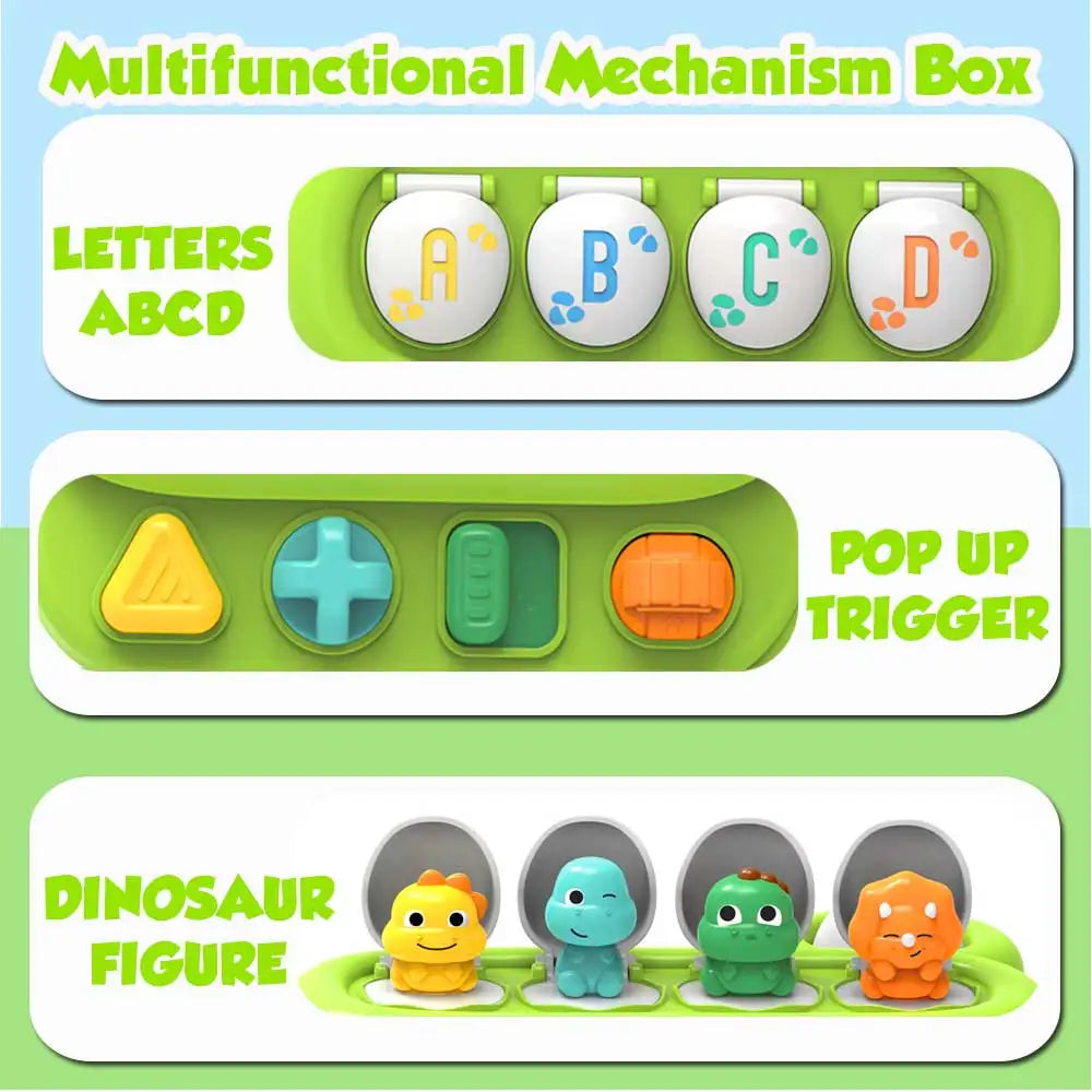 Dinosaur Pop Up Toy for Toddlers, Interactive Sensory & Cause and Effect Baby Toy