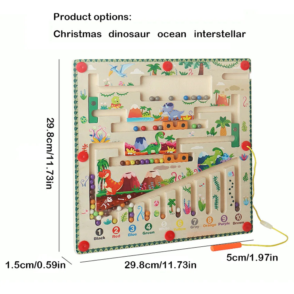 Large Magnetic Montessori Scene Maze Toys, Color and Number Sorting, Pen Grip Training