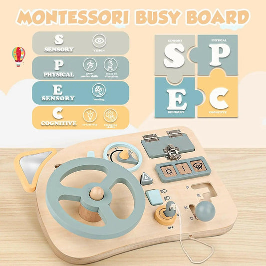 Steering Wheel Wooden Sensory Board - LittleOzKid