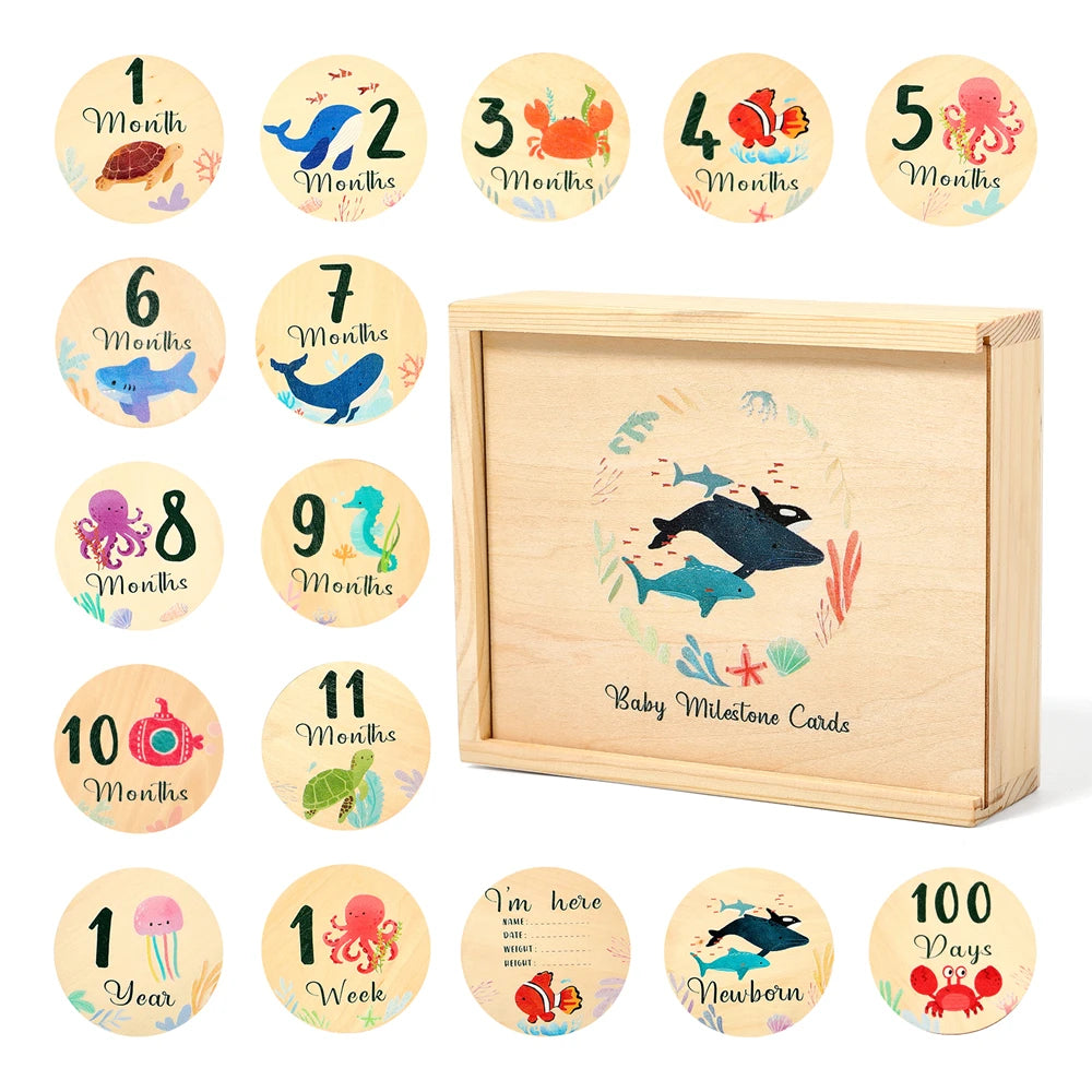 Newborn Wooden Milestone Cards Set Number