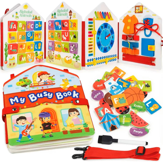 Montessori Busy Board Quiet Felt Activity Toy Book for Toddlers and Kids