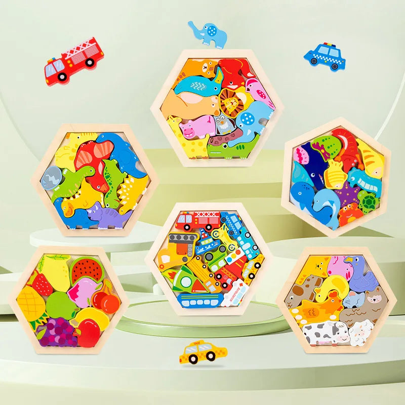 3D Wooden jigsaw Puzzle Board for kids