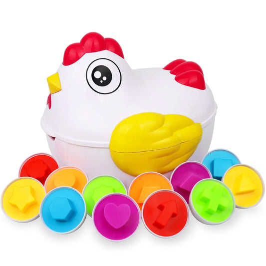 12 Montessori Chicken Matching Eggs, Color and Shape Sorter