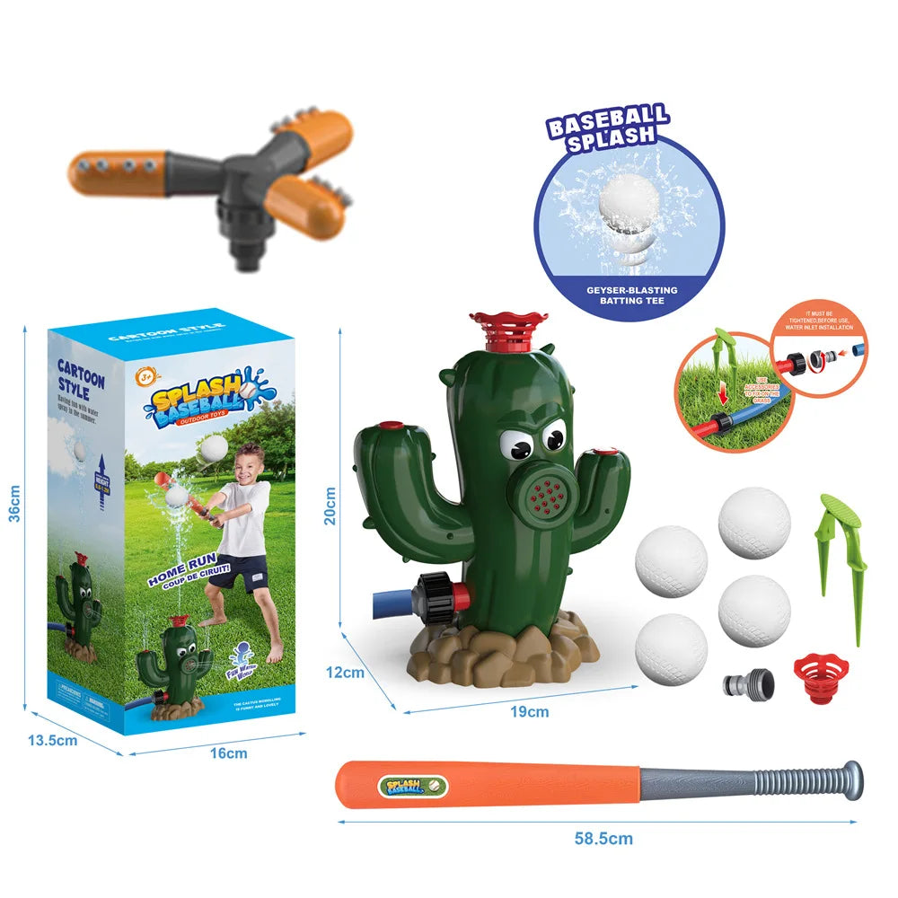 Cactus Sprinkler Toy for Kids – Outdoor Water Spray Splash Toy for Summer, Backyard, Garden