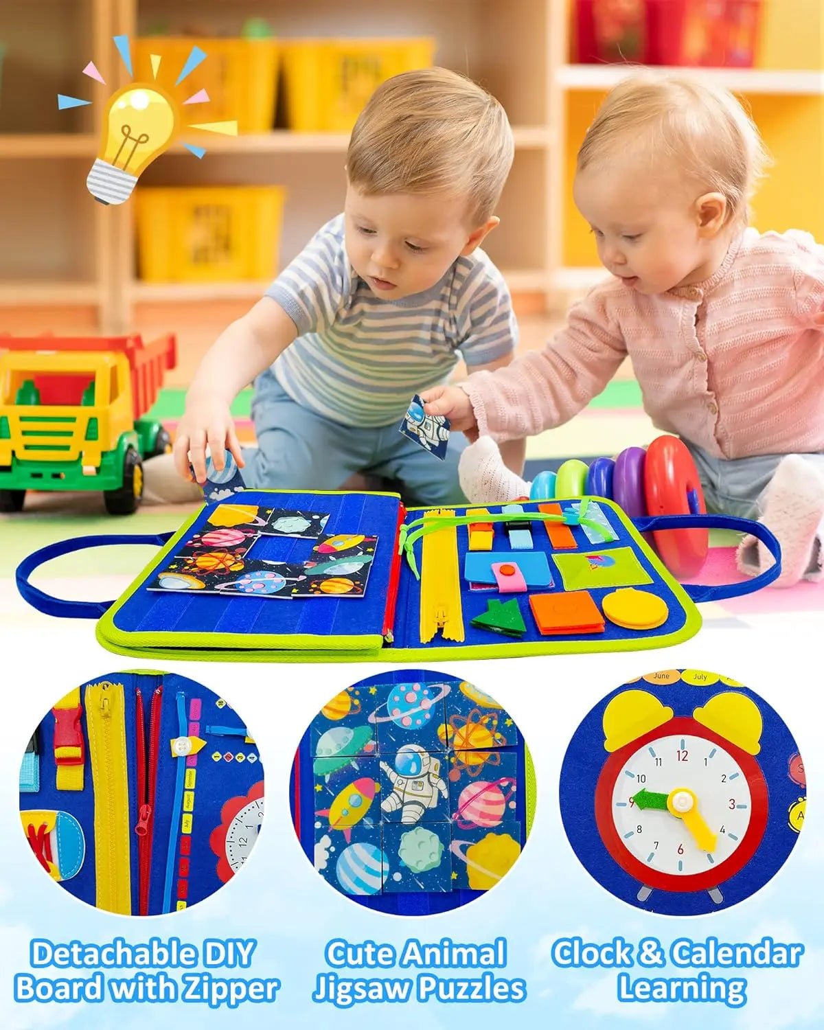 17 in 1 Backpack Learning Toddlers Busy Board, Felt Quiet Book for Kids - LittleOzKid
