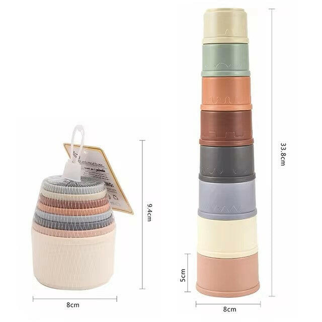 8 colorful Stacking Cups, Beach, Bathtub Educational Toys for Toddler - LittleOzKid