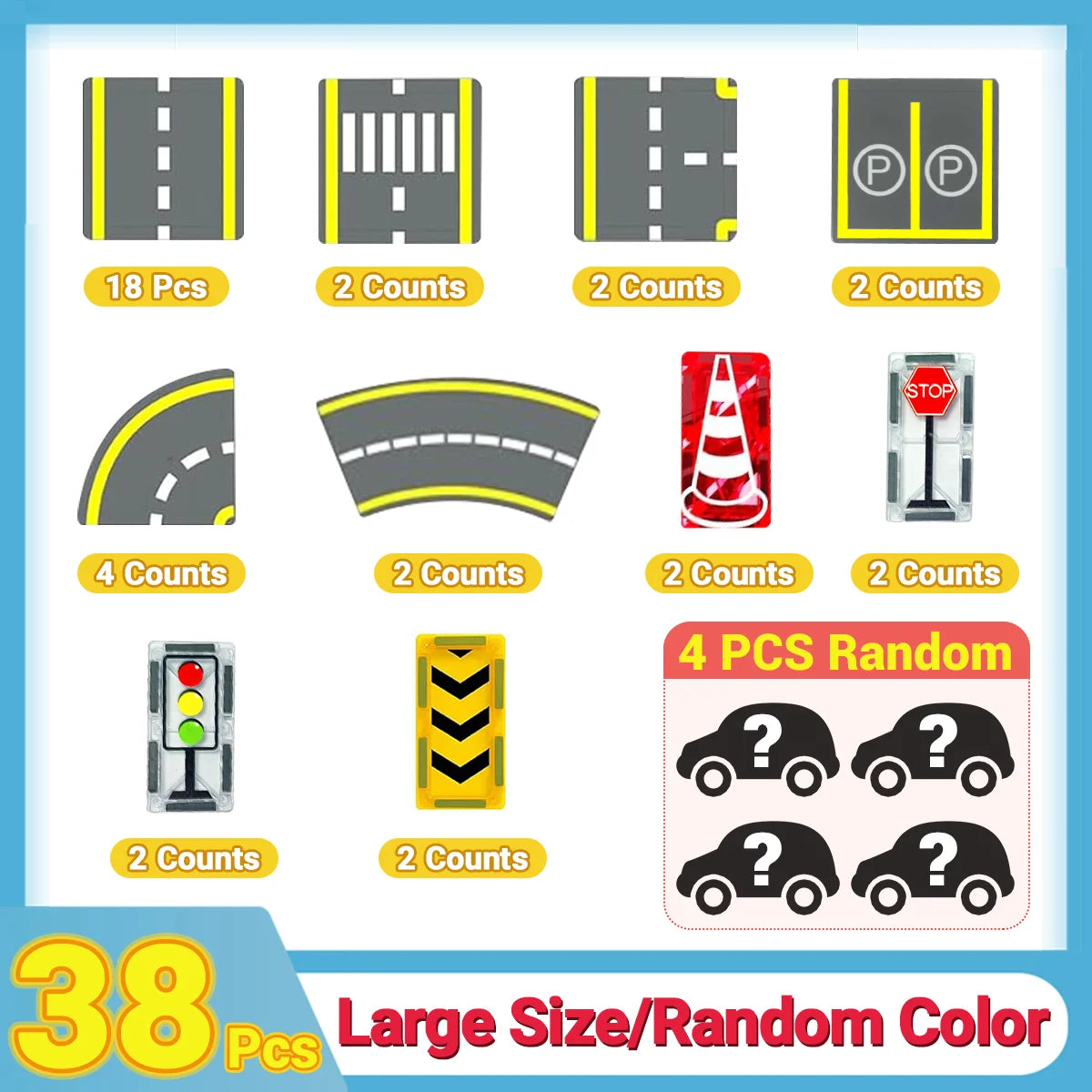 Montessori Magnetic Road Tiles Set – STEM Learning & Construction Blocks for Kids