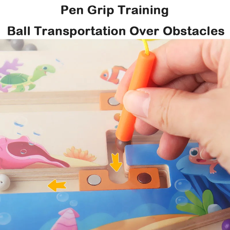 Large Magnetic Montessori Scene Maze Toys, Color and Number Sorting, Pen Grip Training