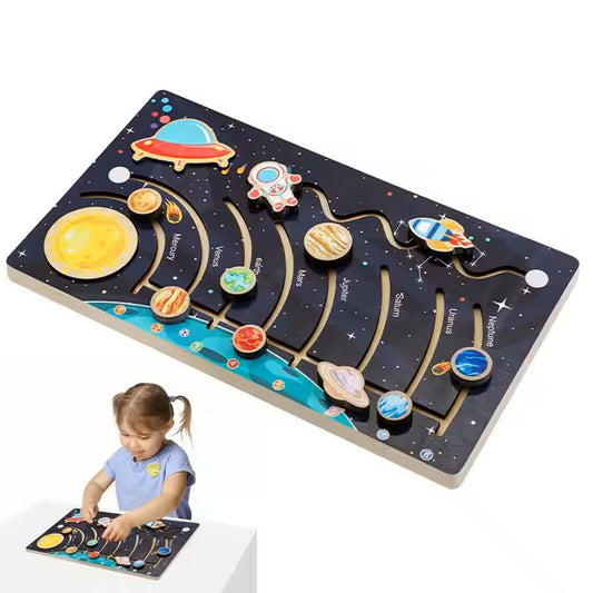 Montessori Wooden Solar System Puzzle, Planet Toys, Space Puzzles