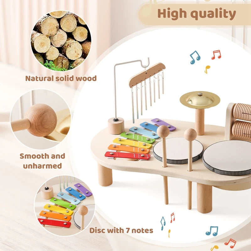 7 in 1 Montessori Percussion Set, Kids Musical Instruments, Xylophone Drum Kit