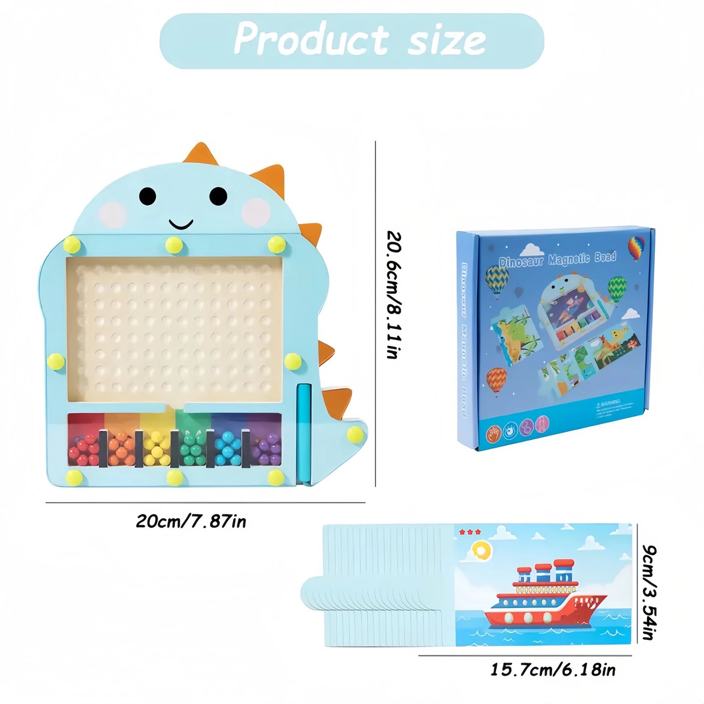 Montessori Wooden Magnetic Dinosaur Maze Board – Color Sorting Learning Activity Toy