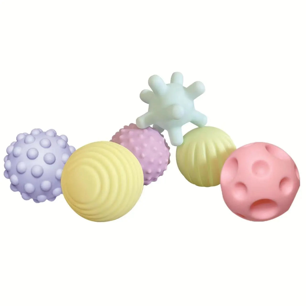 6 PCS Silicone Baby Sensory Balls Textured Hand Touch, Infant Rattle Toy