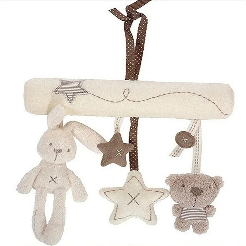 Soft Rabbit Hanging Rattle Plush toy for Strollers and Crib with Pendant Bell